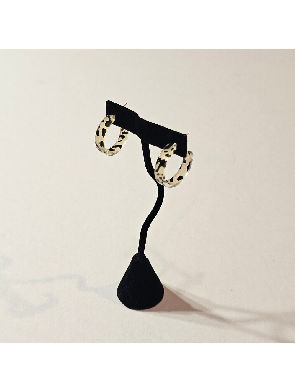 Cream Leopard Print Hoop Earrings
